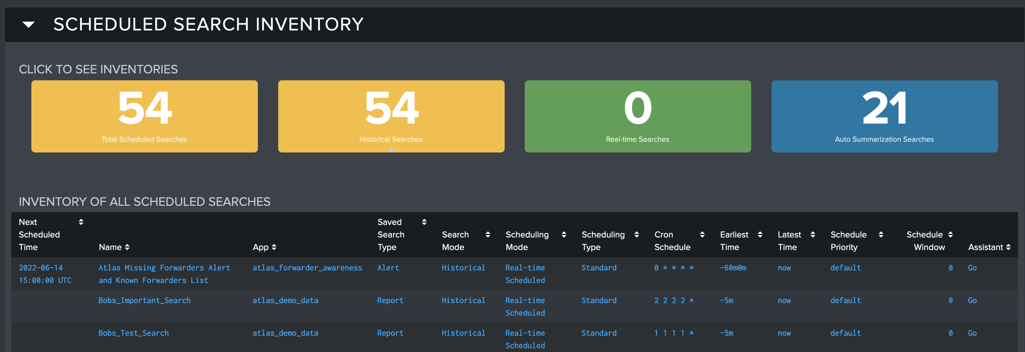 Scheduled Search Inventory